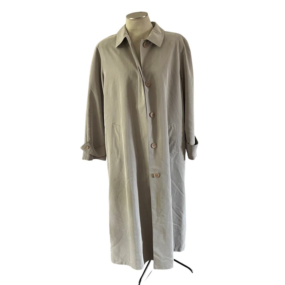 Anne Klein Gray Longline Trench Coat Sz 12